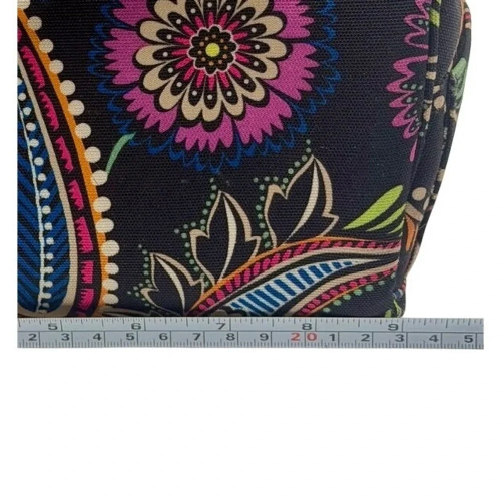 Vera Bradley Black Paisley Floral Insulated Lunch Bag Tote Zip Closure ID Window